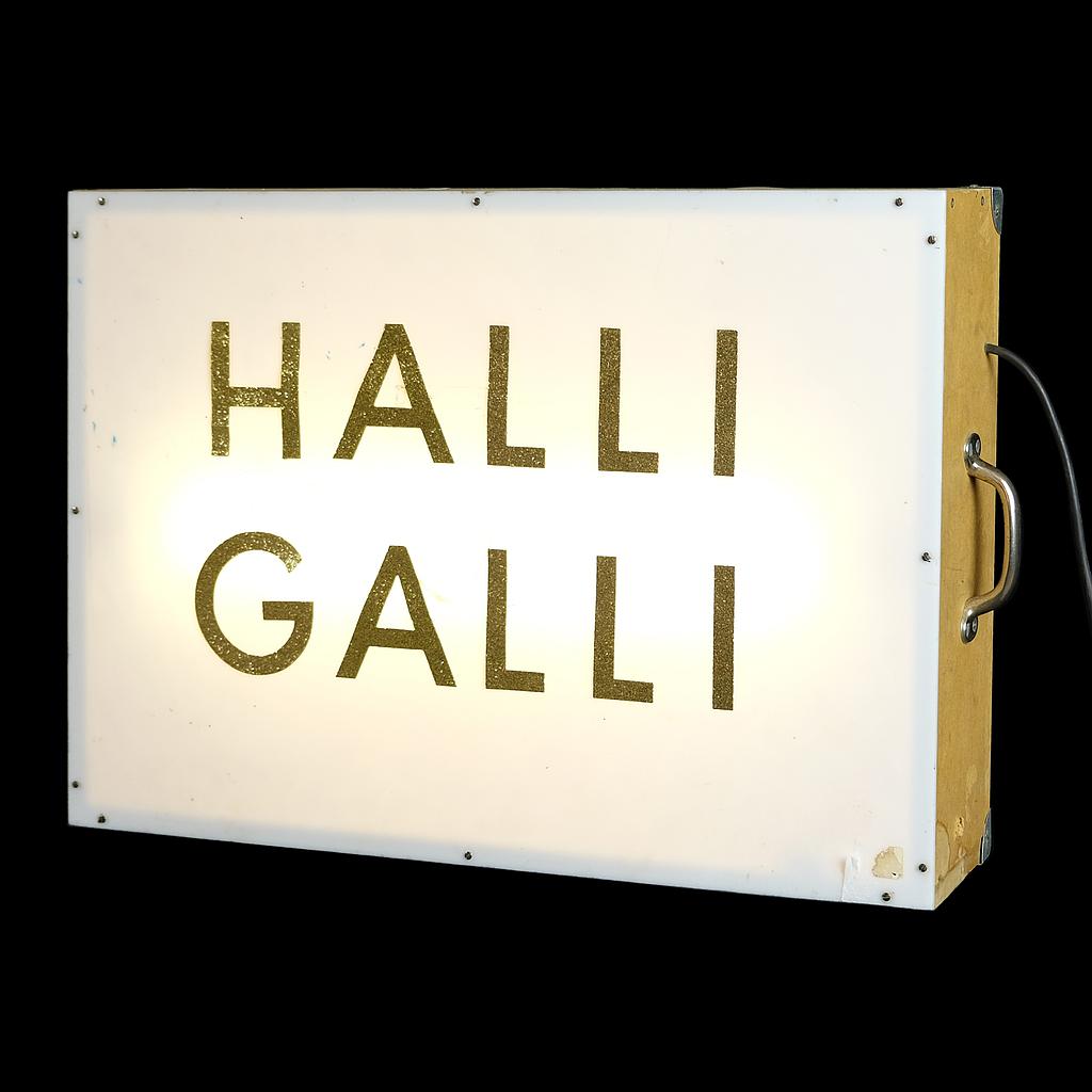 Leuchtschild Halli Galli  HMV ✶ Hanseatische Materialverwaltung