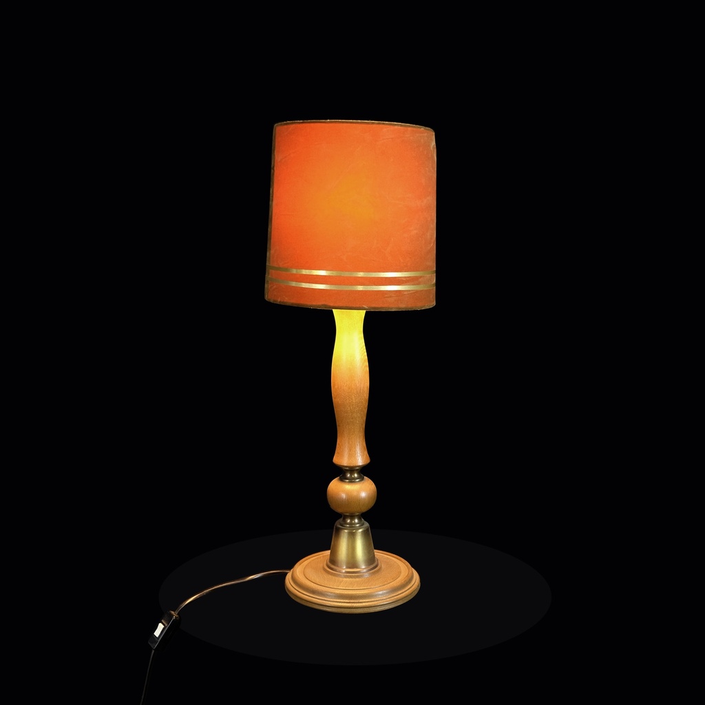 Tischlampe mit Schirm aus Kunstleder