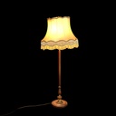 Stehlampe klassisch, goldbeiger glatter Stoff mit Fransen