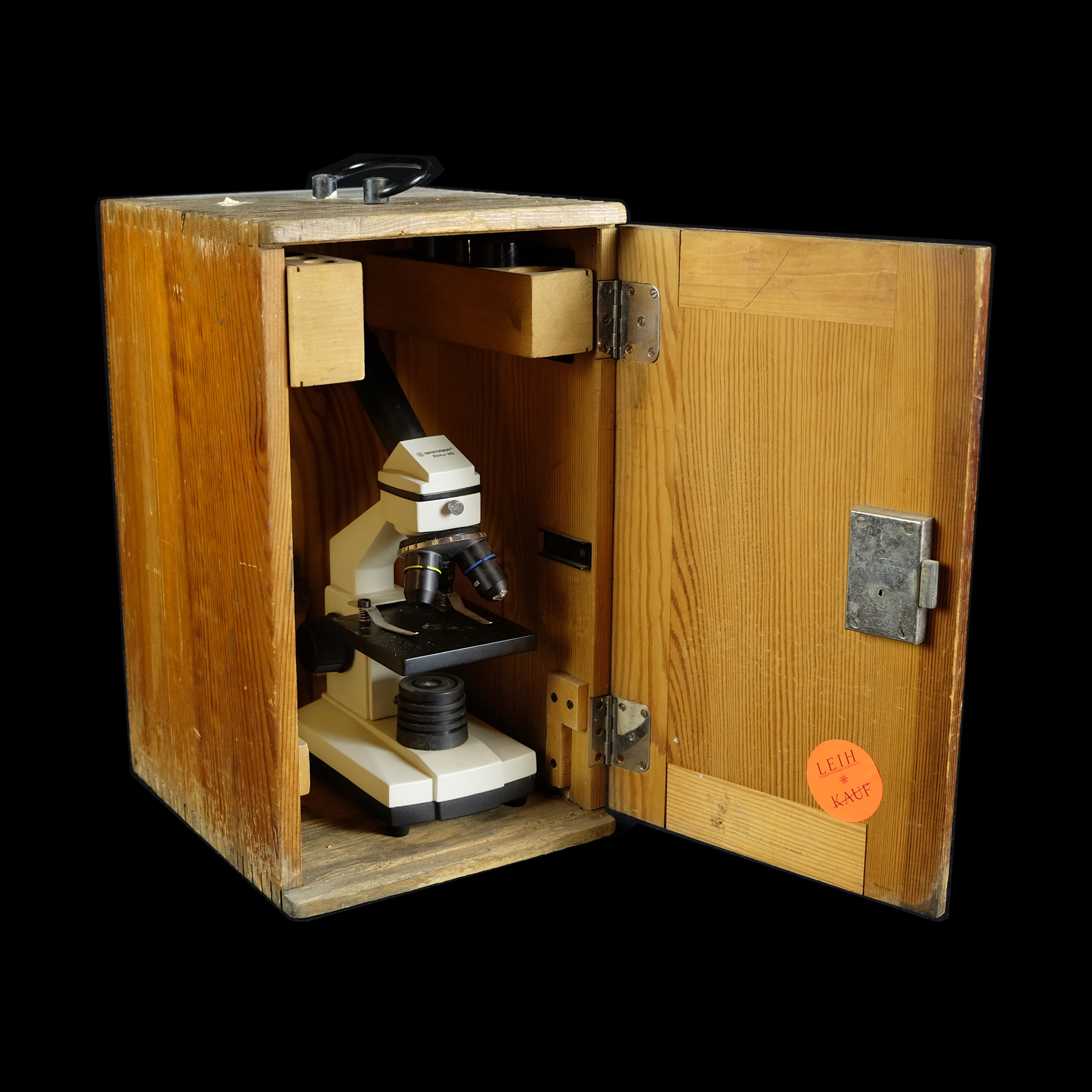 schwarz-weißes Mikroskop Bresser Biolux NG in Holzbox