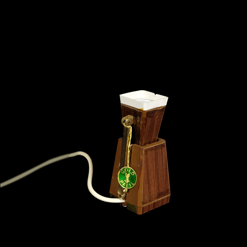 kleine Tischlampe Goldpfeil in Holzoptik