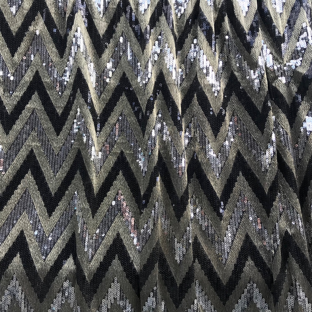 schwarz, gold, silberner Pailettenstoff &quot;Zickzack&quot;