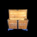 antike bemalte Truhe aus Holz