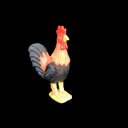 schwarz-oranges Huhn aus Pappmaché