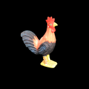 schwarz-oranges Huhn aus Pappmaché