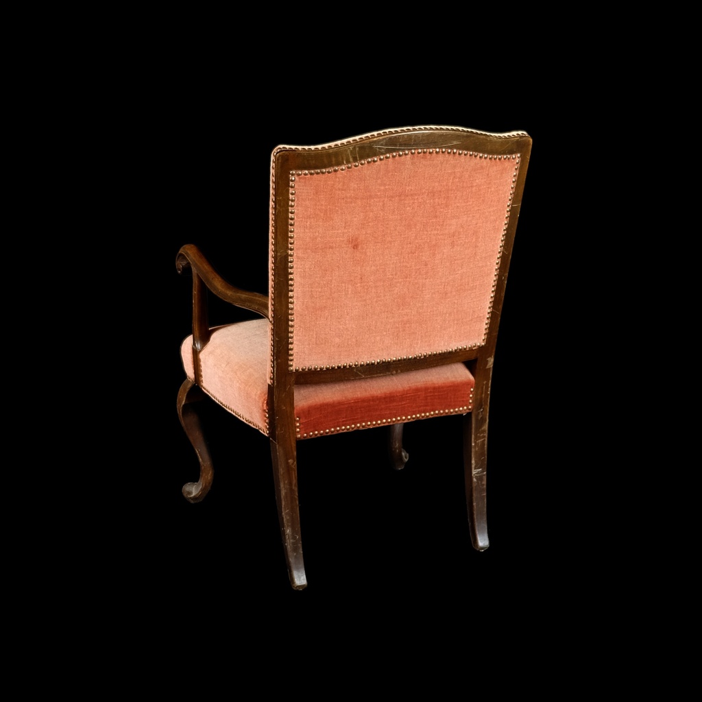 Sessel mit Holzgestell, altrosa