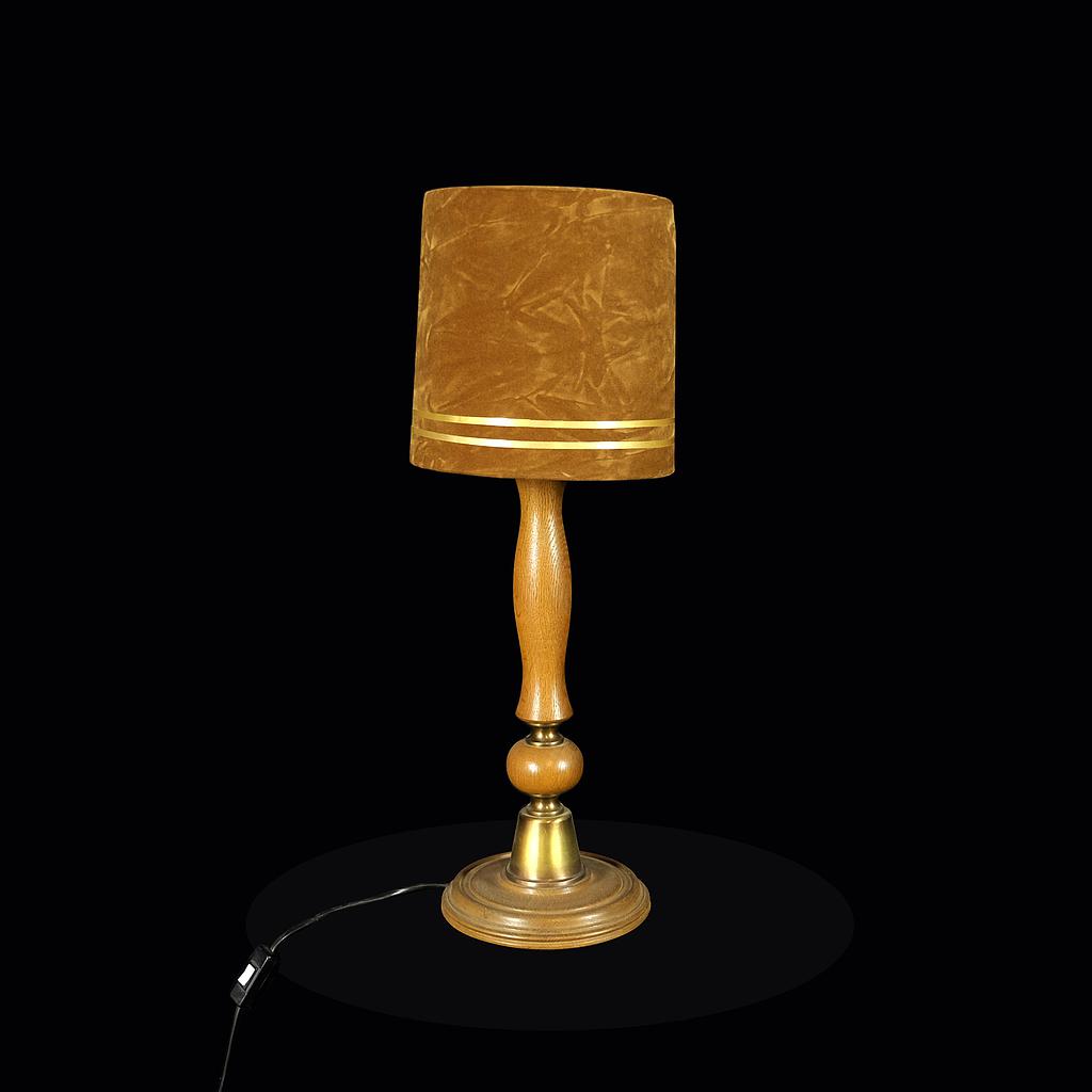 Tischlampe mit Schirm aus Kunstleder