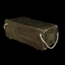große dunkelbraune Holzkiste