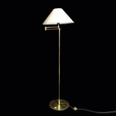 Stehlampe mit hellem, kurzem Schirm und Schwenkgelenk