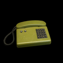 grünes altes Tischtelefon mit Tastenwahlfeld