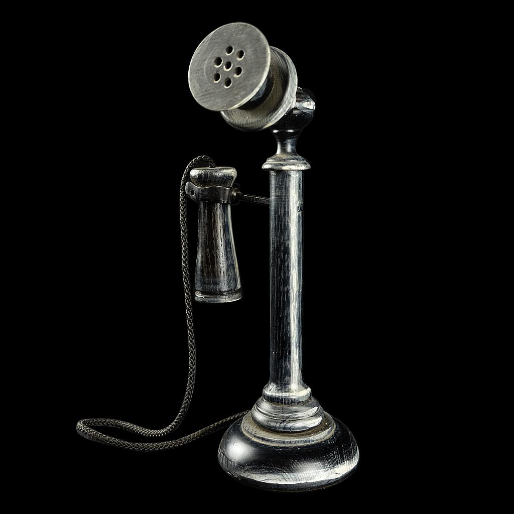 schwarzer Fernsprechapparat (Telefon) Holz-Nachbau