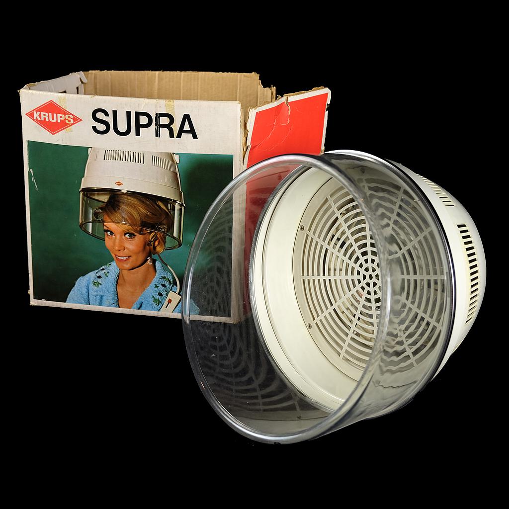 graue Trockenhaube Krups Supra mit Originalkarton