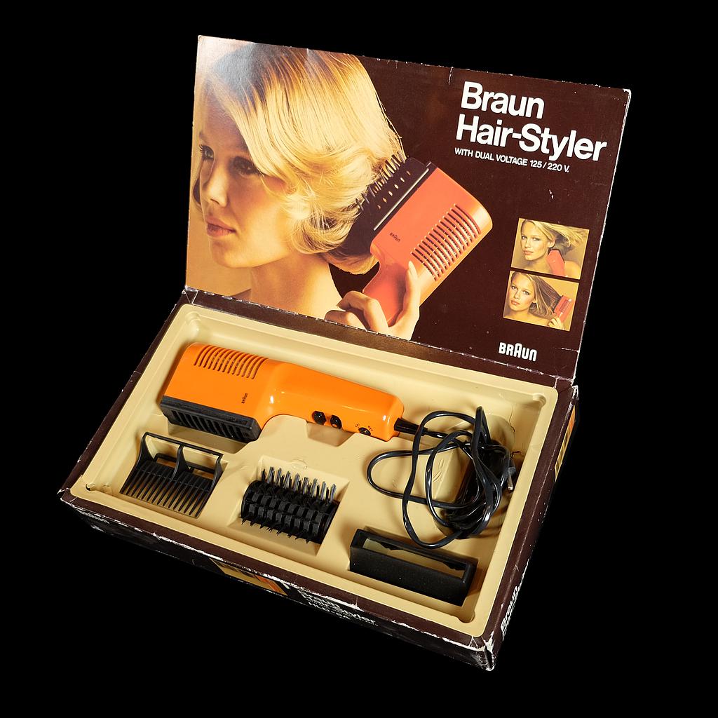 oranger Föhn mit Bürste Braun Hair-Styler