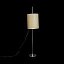 Miete - Stehlampe, Messingfuß schlicht, heller Schirm