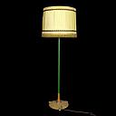 Miete - Stehlampe 50er, goldbrauner Schirm mit Plissee und Borte 