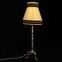 Miete - Stehlampe klassisch, beige Plissee mit roter Borte