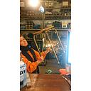 Miete - Hocker aus Holz mit Metallgestell