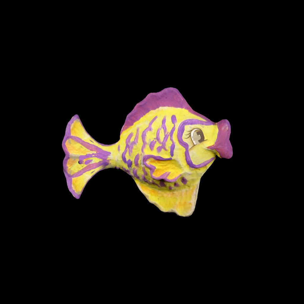 alt löschen lila-gelber Fisch aus Pappmache