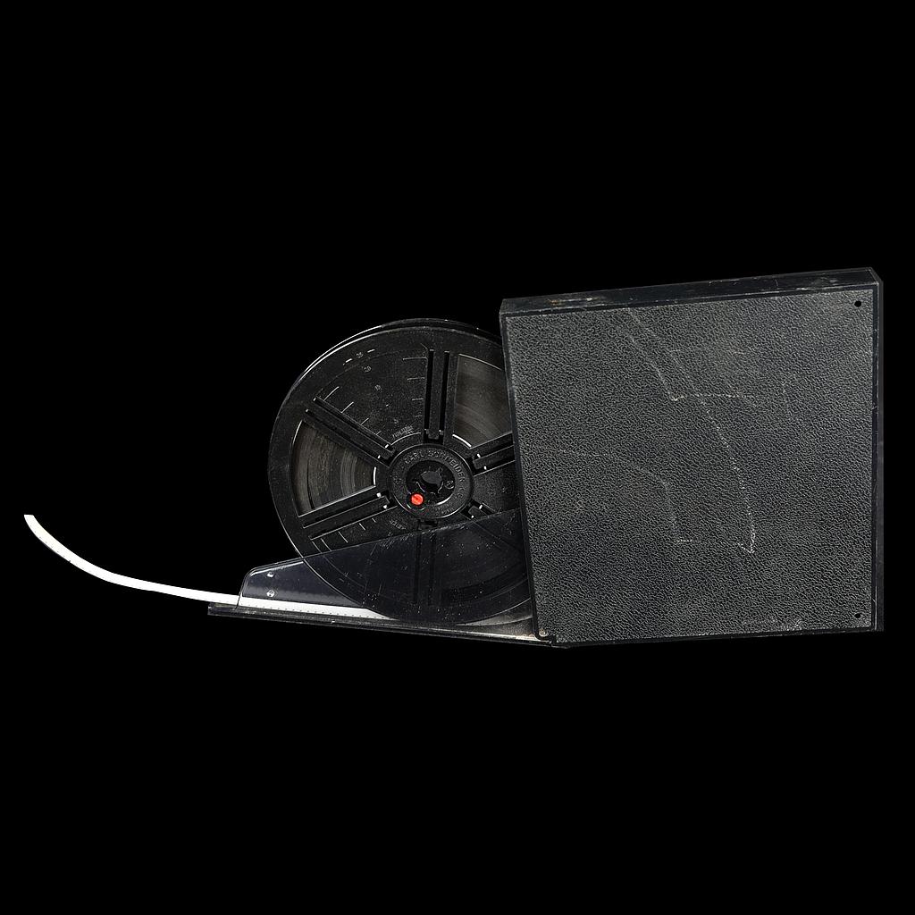 große Schmalfilmrolle Super 8 in Pastikbox