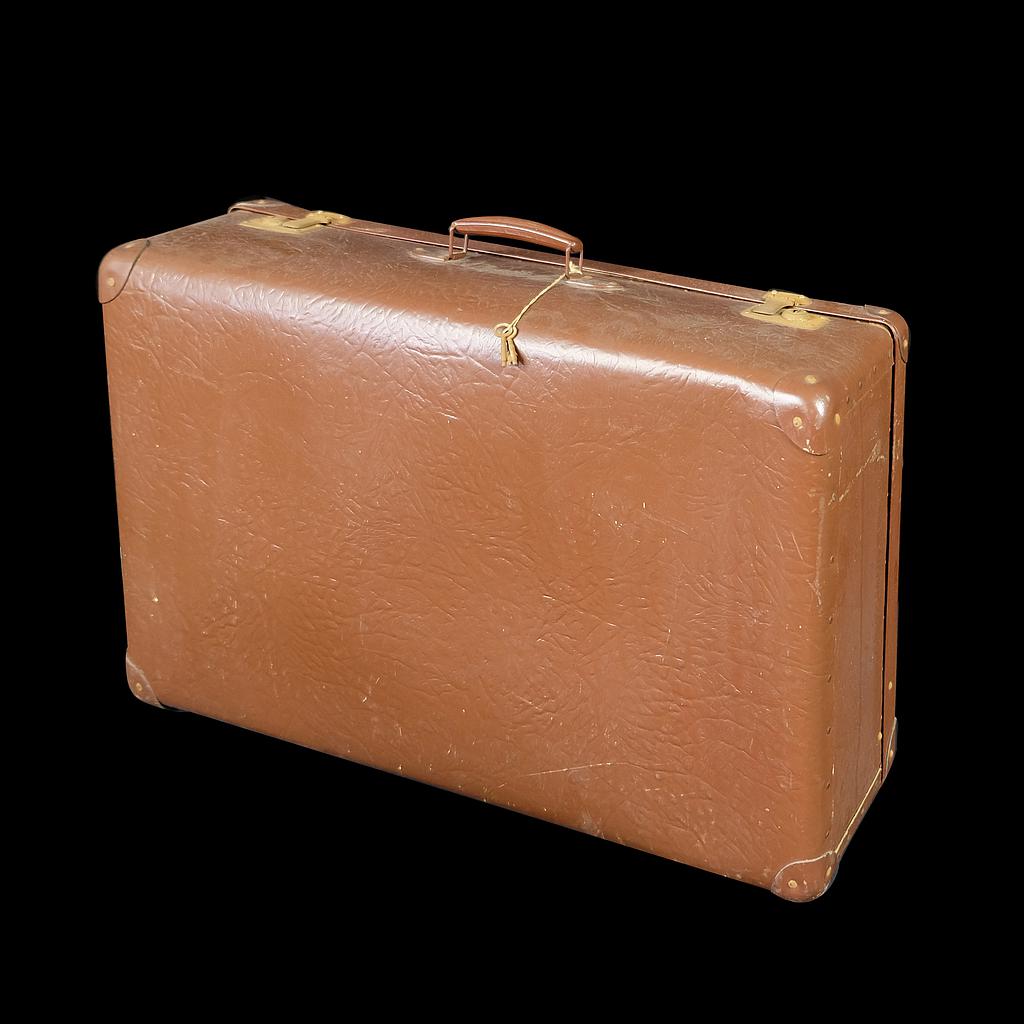 alter, brauner Hartschalen-Reisekoffer