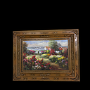 Miete von massiver Holzrahmen mit Bild "Blubengarten am Wasser" 