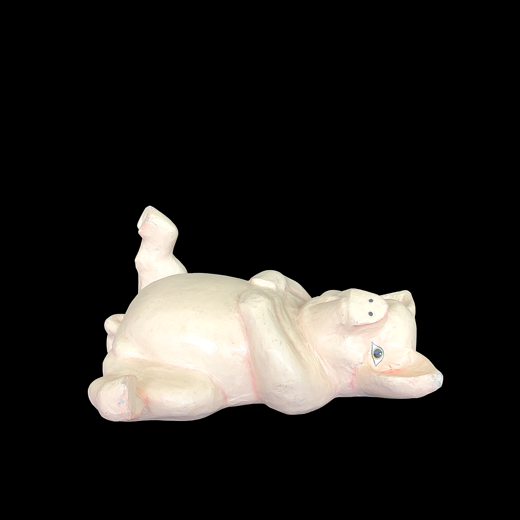 Miete - rosa Schwein aus Pappmachè, liegend