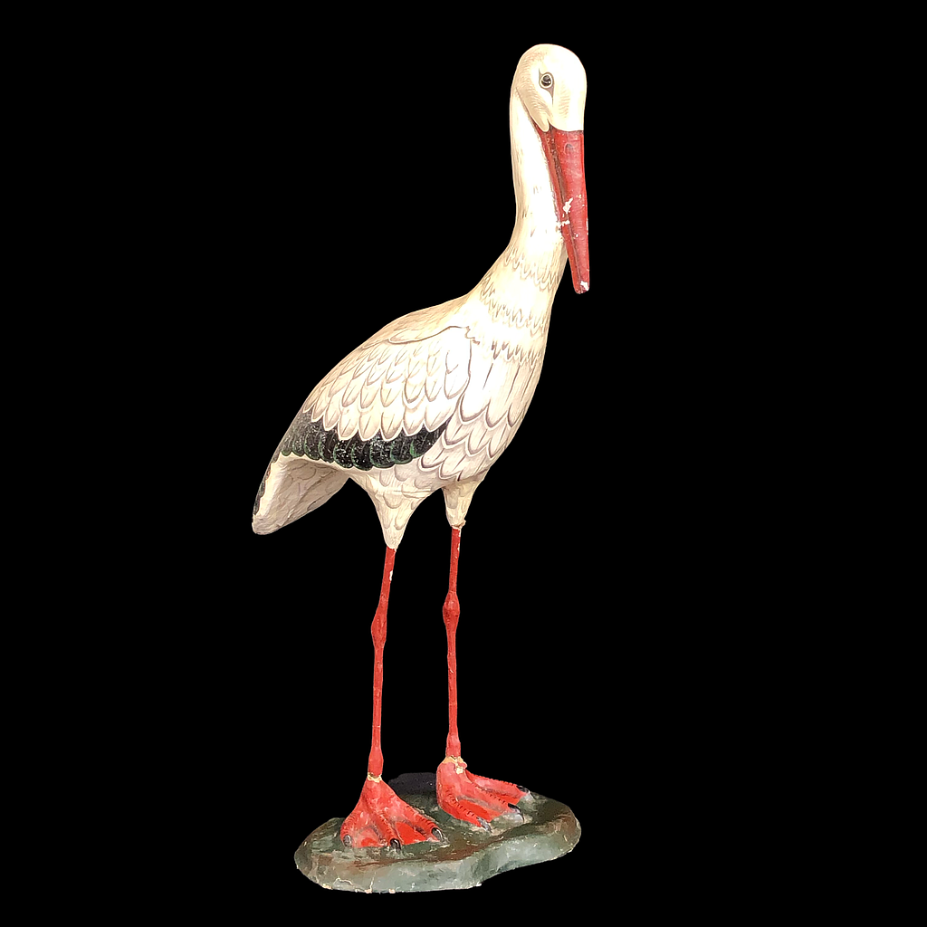 Miete - weißer Storch aus Pappmaché
