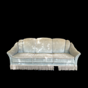 Sofa grün/taubenblau, 3-Sitzer mit Fransen