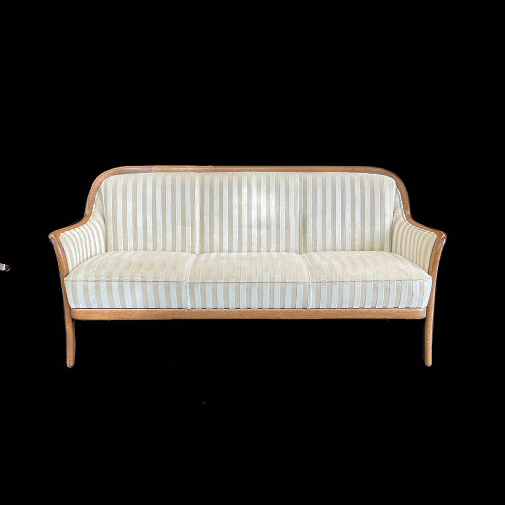 Miete - Sofa beige-gold gestreift Jugendstil 