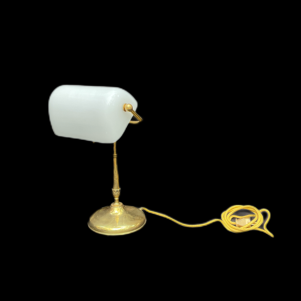 Tischleuchte Banker Lampe mit Messing Fuß