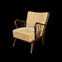 Sessel, Holzgestell, braunes Polster