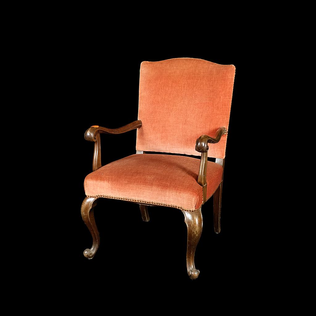 Sessel mit Holzgestell, altrosa