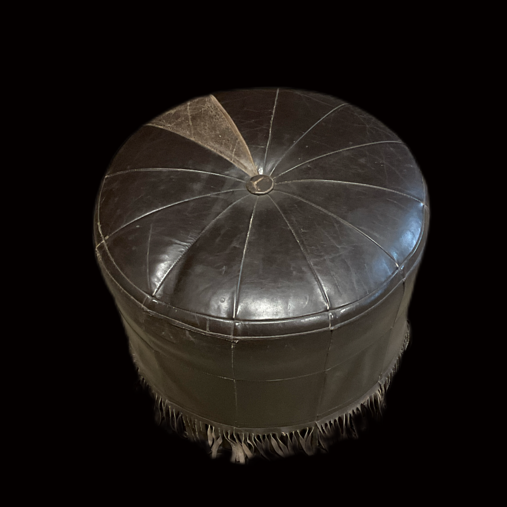 Runder Lederoptik-Pouf, Sitzhocker