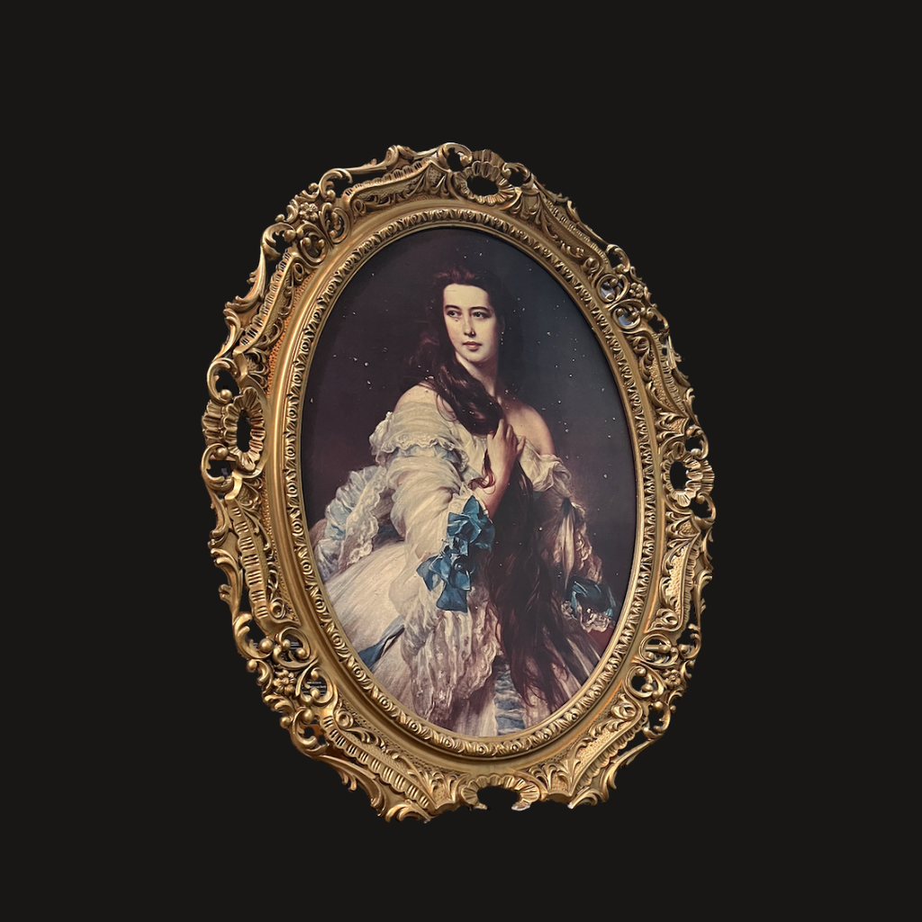 Miete - Portait in ovalem goldenen Rahmen