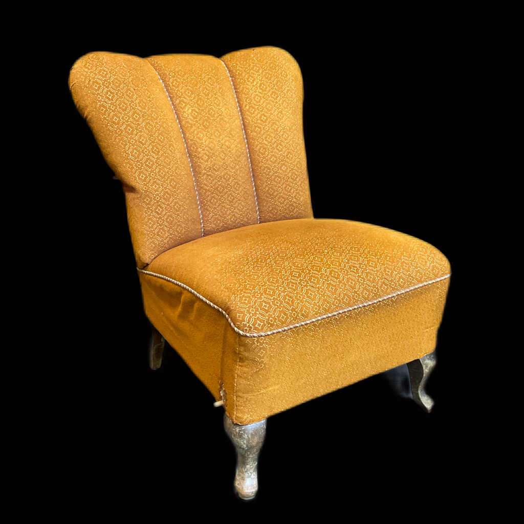 Miete - Braun-goldener Vintage Cocktailsessel 