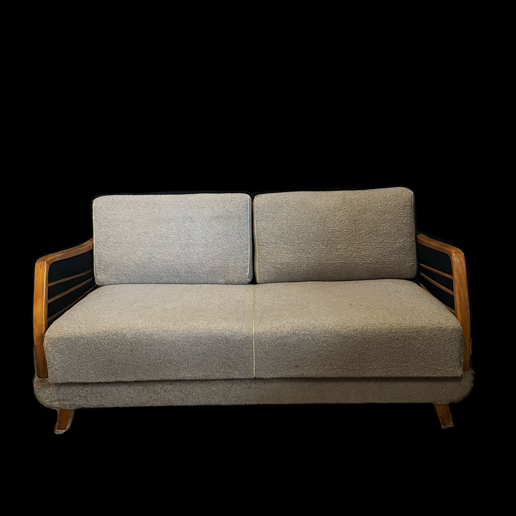 Graues Vintage-Sofa zum ausklappen