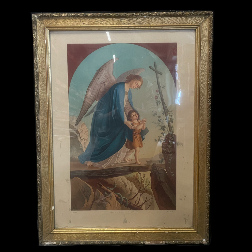 Goldener Rahmen mit Schutzengel-Druck