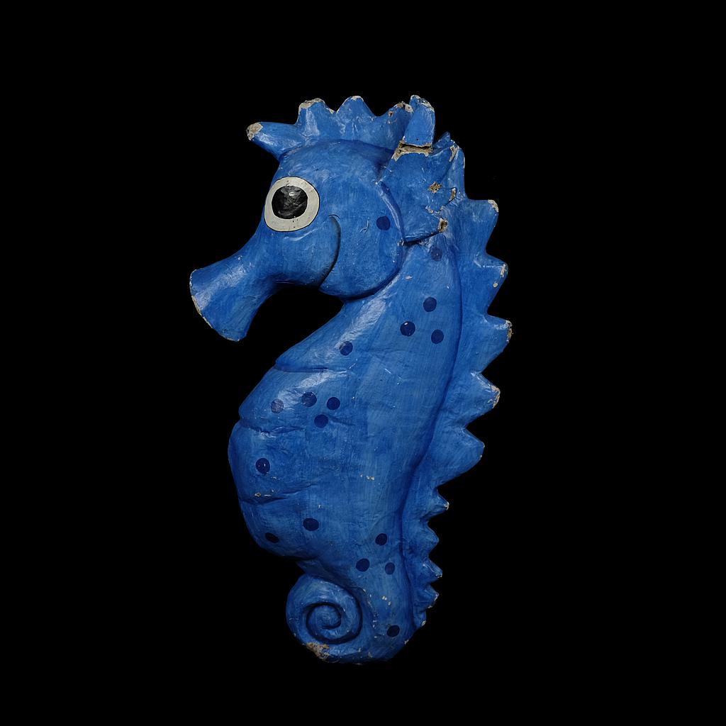 Pappmache-Figur blaues Seepferdchen