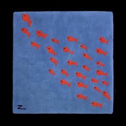 [TEP0059] quadratischer Teppich &quot;Fischschwarm&quot;