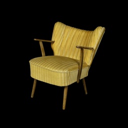[MBL0040] Sessel, beige gestreift, Cocktailsessel