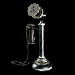 [REQ0058] schwarzer Fernsprechapparat (Telefon) Holz-Nachbau