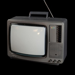 [REQ0082] schwarzer, tragbarer Röhrenfernseher mit Antenne