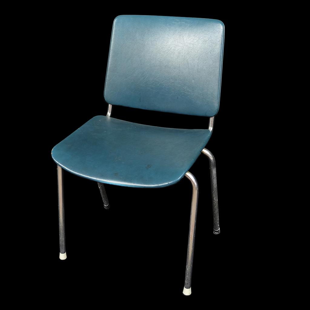 Stuhl mit petrolfarbenem Kunstlederbezug