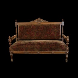 [MBL0019] Sofa, braun-rot Holz, Dreisitzer