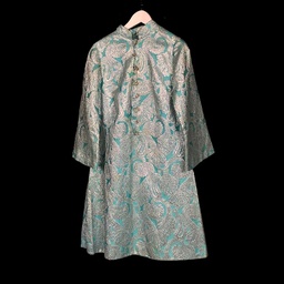 [KOS0034] mintgrünes Kleid mit Silberstickerei