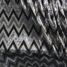 [TXT0002] schwarz, gold, silberner Paillettenstoff "Zickzack"
