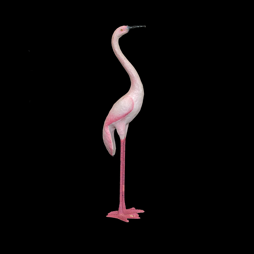 rosa Flamingo aus Pappmaché