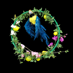 [REQ0349] blumenbeschmücktes Mobile mit Papagei
