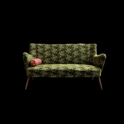 [MBL0268] Sofa grün floral-gemustert