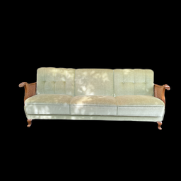 [MBL0275] Sofa Samt hellgrün und Rattan